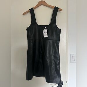 Mango black leather short dresss